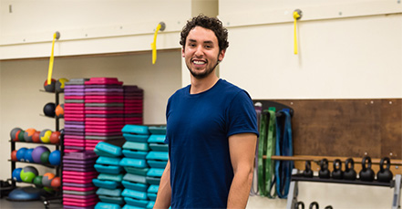 Student in gym